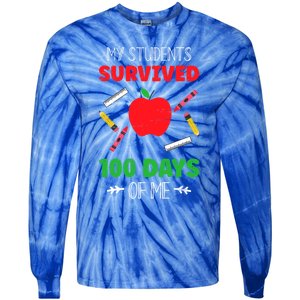 My Students Survived 100 Days Of Me Funny Teacher Gift Tie-Dye Long Sleeve Shirt