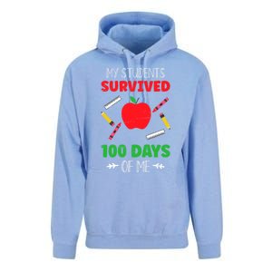 My Students Survived 100 Days Of Me Funny Teacher Gift Unisex Surf Hoodie