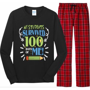 My Students Survived 100 Days Of Me Funny Teacher Funny Gift Long Sleeve Pajama Set