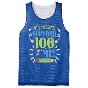 My Students Survived 100 Days Of Me Funny Teacher Funny Gift Mesh Reversible Basketball Jersey Tank