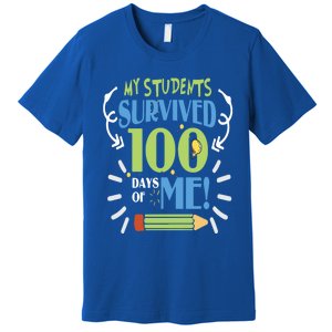 My Students Survived 100 Days Of Me Funny Teacher Funny Gift Premium T-Shirt