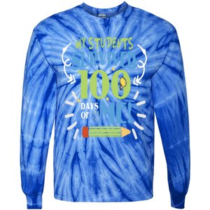 My Students Survived 100 Days Of Me Funny Teacher Funny Gift Tie-Dye Long Sleeve Shirt