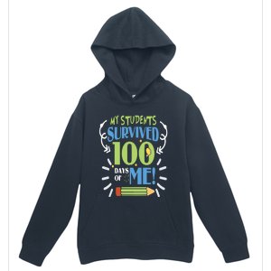 My Students Survived 100 Days Of Me Funny Teacher Funny Gift Urban Pullover Hoodie