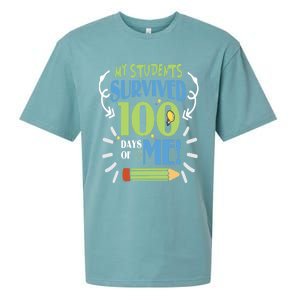 My Students Survived 100 Days Of Me Funny Teacher Funny Gift Sueded Cloud Jersey T-Shirt