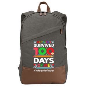 My Students Survived 100 Days Of Me Gift Kindergarten Teacher Gift Cotton Canvas Backpack