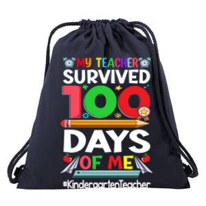 My Students Survived 100 Days Of Me Gift Kindergarten Teacher Gift Drawstring Bag