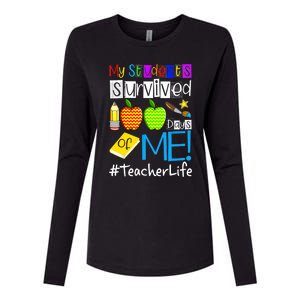 My Students Survived 100 Days Of Me Teacher Life Gift Womens Cotton Relaxed Long Sleeve T-Shirt