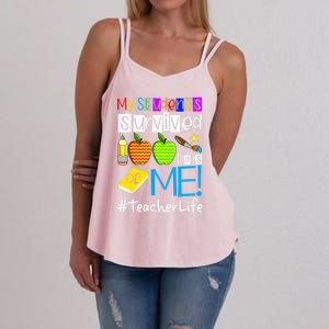 My Students Survived 100 Days Of Me Teacher Life Gift Women's Strappy Tank