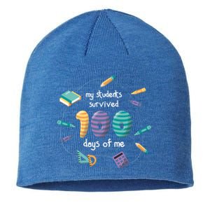 My Students Survived 100 Days Of Me Math History Teacher Funny Gift Sustainable Beanie