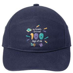 My Students Survived 100 Days Of Me Math History Teacher Funny Gift 7-Panel Snapback Hat