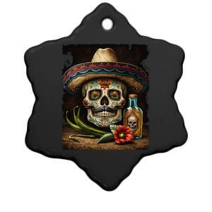 Mexican Sugar Skull Tequila Sombrero Cinco De Mayo Ceramic Star Ornament