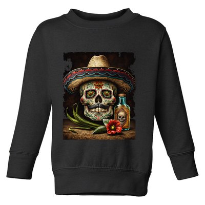 Mexican Sugar Skull Tequila Sombrero Cinco De Mayo Toddler Sweatshirt