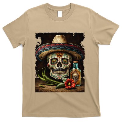 Mexican Sugar Skull Tequila Sombrero Cinco De Mayo T-Shirt
