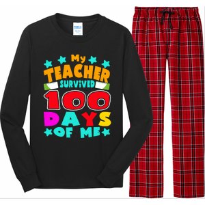 My Students Survived 100 Days Of Me Teacher Student Funny Gift Long Sleeve Pajama Set