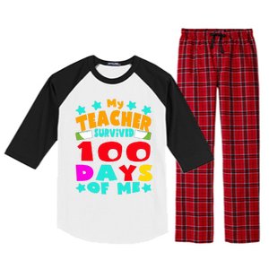 My Students Survived 100 Days Of Me Teacher Student Funny Gift Raglan Sleeve Pajama Set