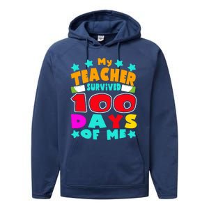 My Students Survived 100 Days Of Me Teacher Student Funny Gift Performance Fleece Hoodie