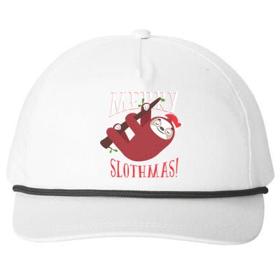 Merry Slothmas Sloth Christmas Pajama For Sloth Lovers Funny Gift Snapback Five-Panel Rope Hat