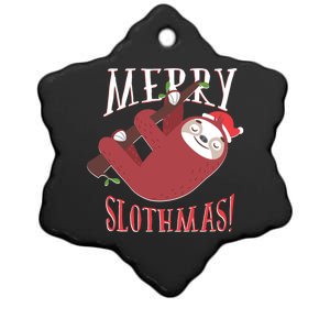 Merry Slothmas Sloth Christmas Pajama For Sloth Lovers Funny Gift Ceramic Star Ornament