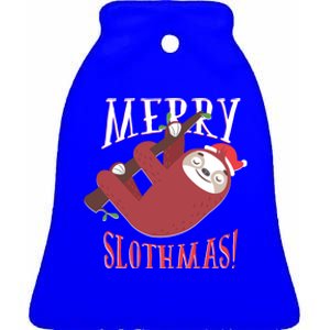 Merry Slothmas Sloth Christmas Pajama For Sloth Lovers Funny Gift Ceramic Bell Ornament