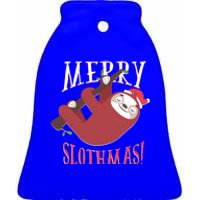 Merry Slothmas Sloth Christmas Pajama For Sloth Lovers Funny Gift Ceramic Bell Ornament