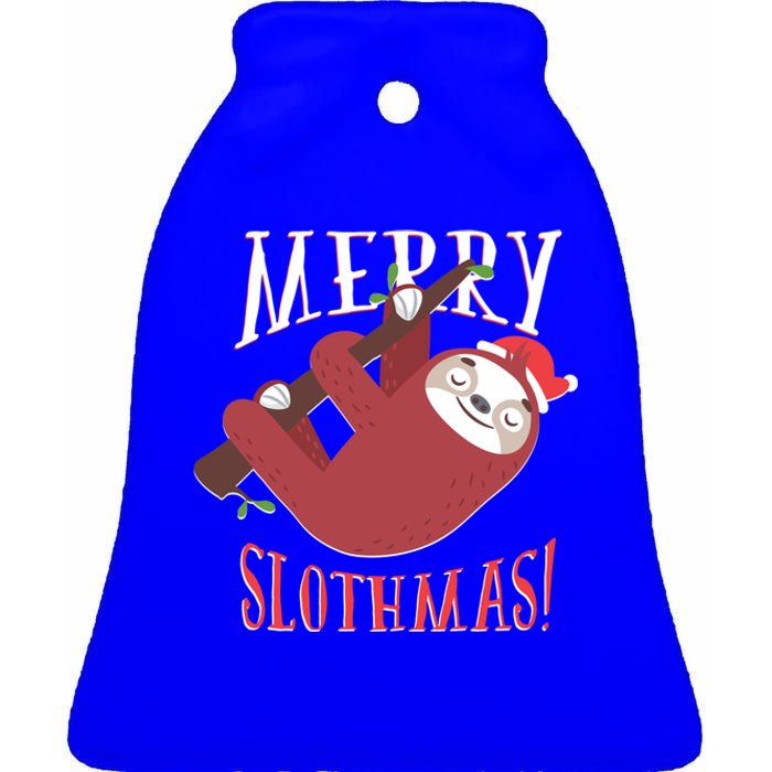 Merry Slothmas Sloth Christmas Pajama For Sloth Lovers Funny Gift Ceramic Bell Ornament