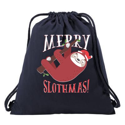 Merry Slothmas Sloth Christmas Pajama For Sloth Lovers Funny Gift Drawstring Bag