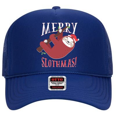 Merry Slothmas Sloth Christmas Pajama For Sloth Lovers Funny Gift High Crown Mesh Back Trucker Hat