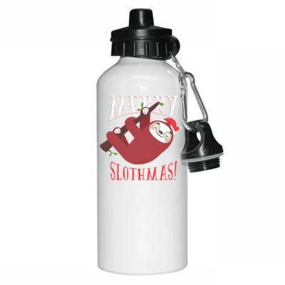 Merry Slothmas Sloth Christmas Pajama For Sloth Lovers Funny Gift Aluminum Water Bottle 