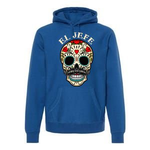 Mexican Sugar Skull Halloween Mask El Jefe Boss Day of the Dead Premium Hoodie