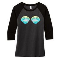 Mermaid Sea Shell Bra Birthday Costume  Women's Tri-Blend 3/4-Sleeve Raglan Shirt