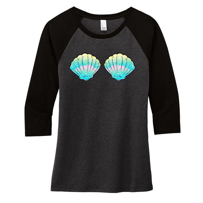 Mermaid Sea Shell Bra Birthday Costume  Women's Tri-Blend 3/4-Sleeve Raglan Shirt