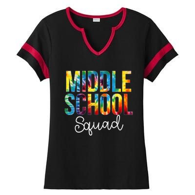 Middle School Squad Tie Dye Appreciation Day Back To School Ladies Halftime Notch Neck Tee