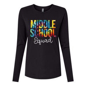 Middle School Squad Tie Dye Appreciation Day Back To School Womens Cotton Relaxed Long Sleeve T-Shirt