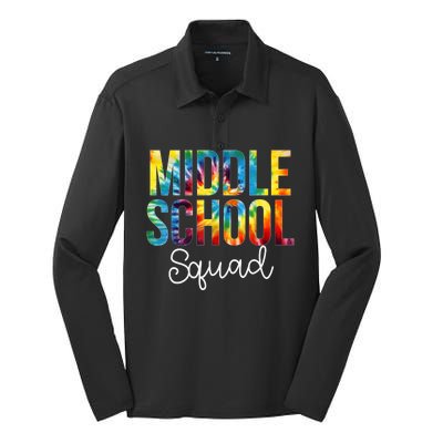 Middle School Squad Tie Dye Appreciation Day Back To School Silk Touch Performance Long Sleeve Polo