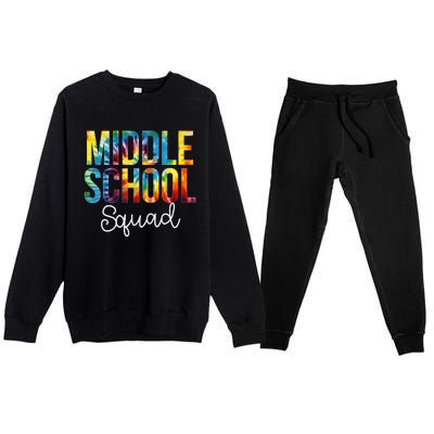 Middle School Squad Tie Dye Appreciation Day Back To School Premium Crewneck Sweatsuit Set