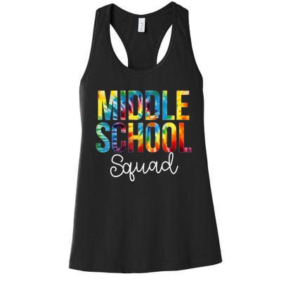 Middle School Squad Tie Dye Appreciation Day Back To School Women's Racerback Tank