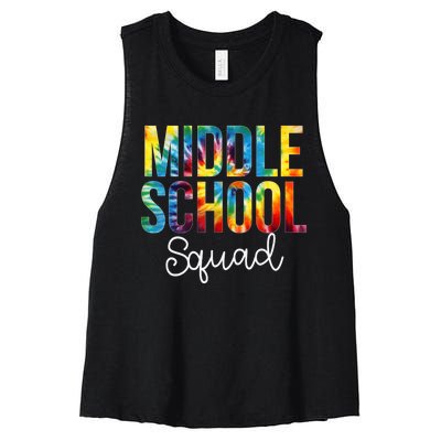 Middle School Squad Tie Dye Appreciation Day Back To School Women's Racerback Cropped Tank