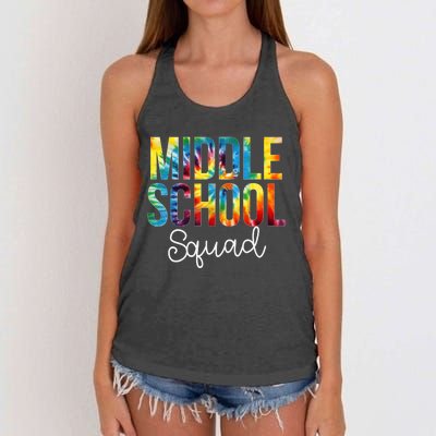 Middle School Squad Tie Dye Appreciation Day Back To School Women's Knotted Racerback Tank