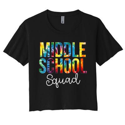 Middle School Squad Tie Dye Appreciation Day Back To School Women's Crop Top Tee