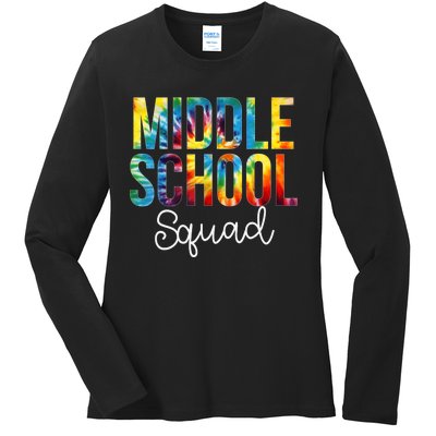 Middle School Squad Tie Dye Appreciation Day Back To School Ladies Long Sleeve Shirt