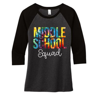 Middle School Squad Tie Dye Appreciation Day Back To School Women's Tri-Blend 3/4-Sleeve Raglan Shirt