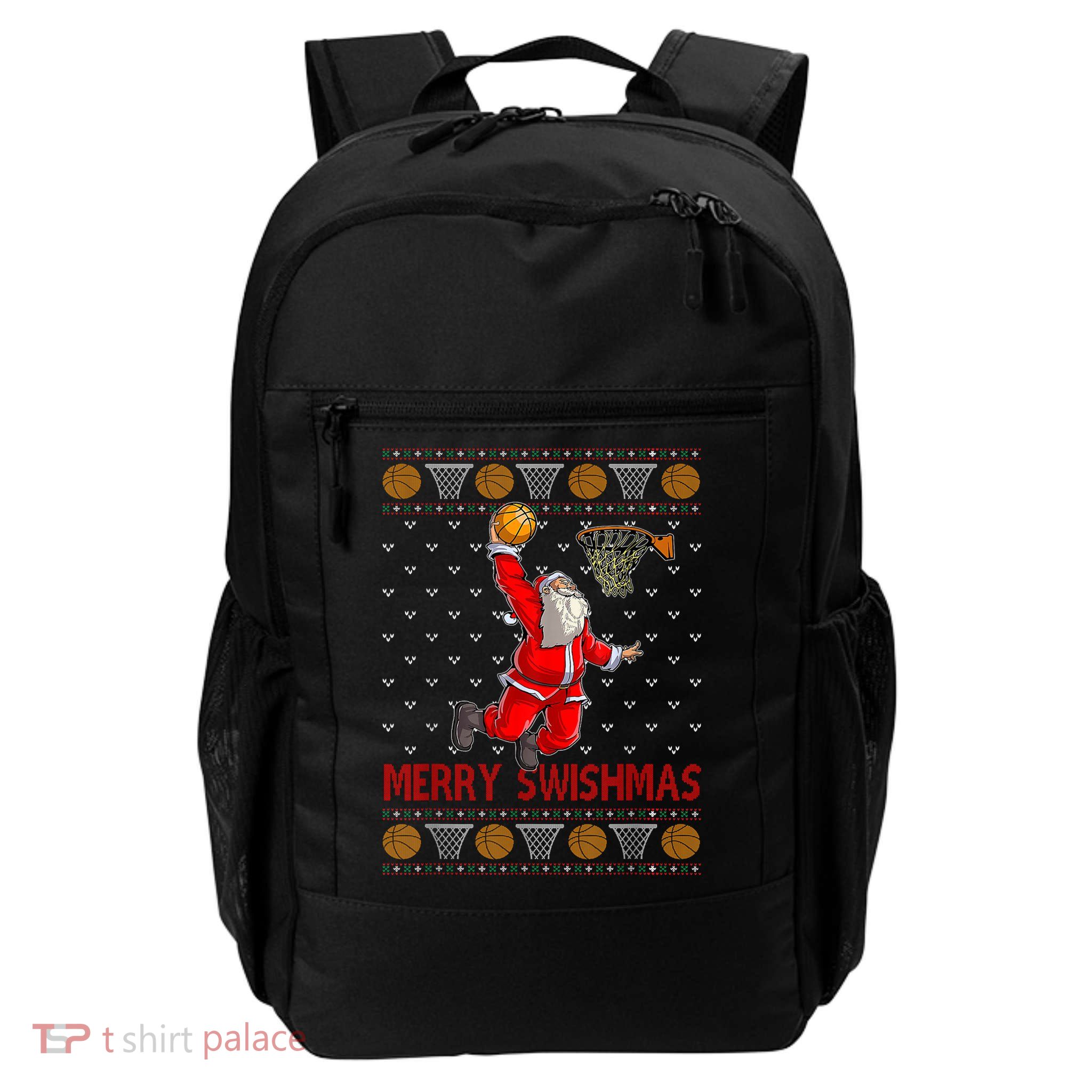 Merry Swishmas Santa Claus Playing Basketball Funny Christmas Daily Commute Backpack