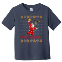 Merry Swishmas Santa Claus Playing Basketball Funny Christmas Toddler T-Shirt