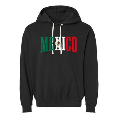 Mexico Sports Style Retro Mexican Flag Pride Garment-Dyed Fleece Hoodie