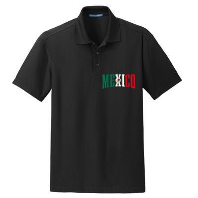 Mexico Sports Style Retro Mexican Flag Pride Dry Zone Grid Polo