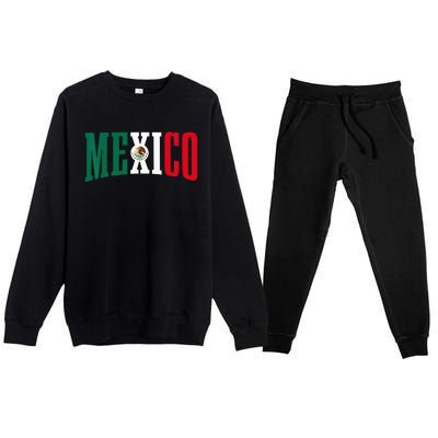 Mexico Sports Style Retro Mexican Flag Pride Premium Crewneck Sweatsuit Set