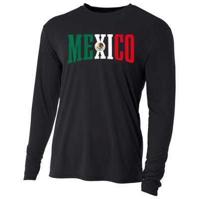 Mexico Sports Style Retro Mexican Flag Pride Cooling Performance Long Sleeve Crew