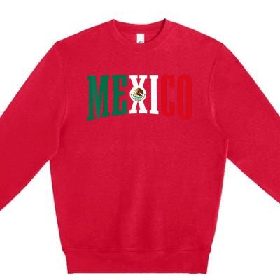 Mexico Sports Style Retro Mexican Flag Pride Premium Crewneck Sweatshirt