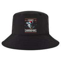Merry Sharkmas Shark Ugly Christmas Lights Xmas Snowflakes Meaningful Gift Cool Comfort Performance Bucket Hat