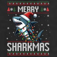 Merry Sharkmas Shark Ugly Christmas Lights Xmas Snowflakes Meaningful Gift Cool Comfort Performance Bucket Hat